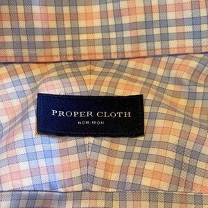 Proper Cloth Thomas Mason Non Iron Light Blue Pink Multi Check Shirt Size XL
